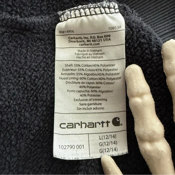 Carhartt Black Clarksburg Pullover Hooded Sweatshirt Hoodie 102790 001 ~ Size L - Picture 8 of 8